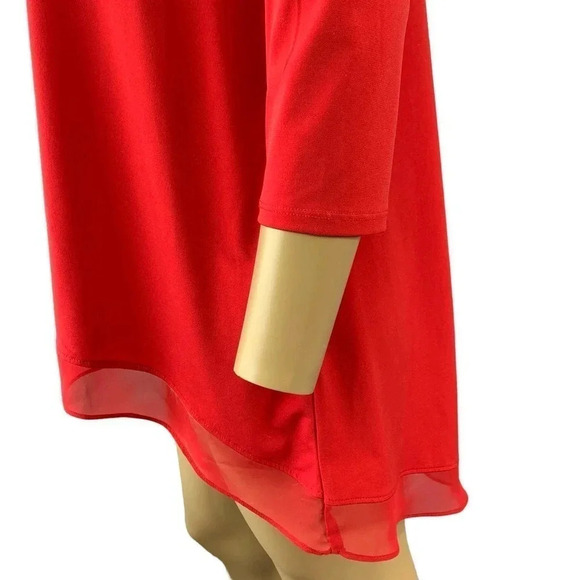 Chico's Casual Jersey Tops Blouse Women Size M Red Pullover Metal Keyhole Neck - Picture 8 of 16